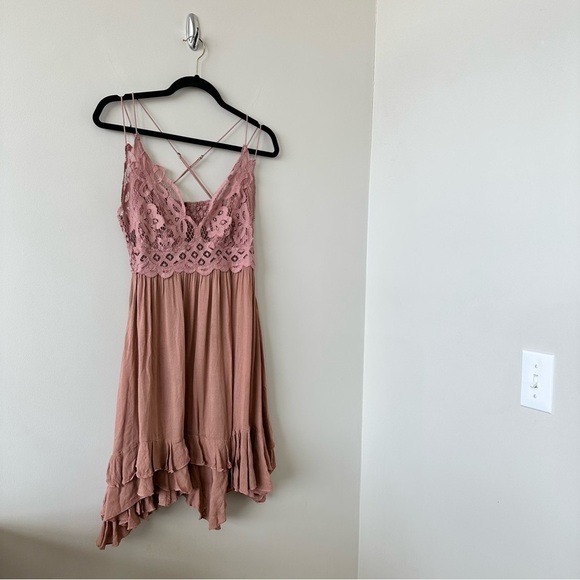 FREE PEOPLE-“One Free People” Adella Slip Mini Dress in Pink Rose (Size:Medium) - Picture 5 of 10